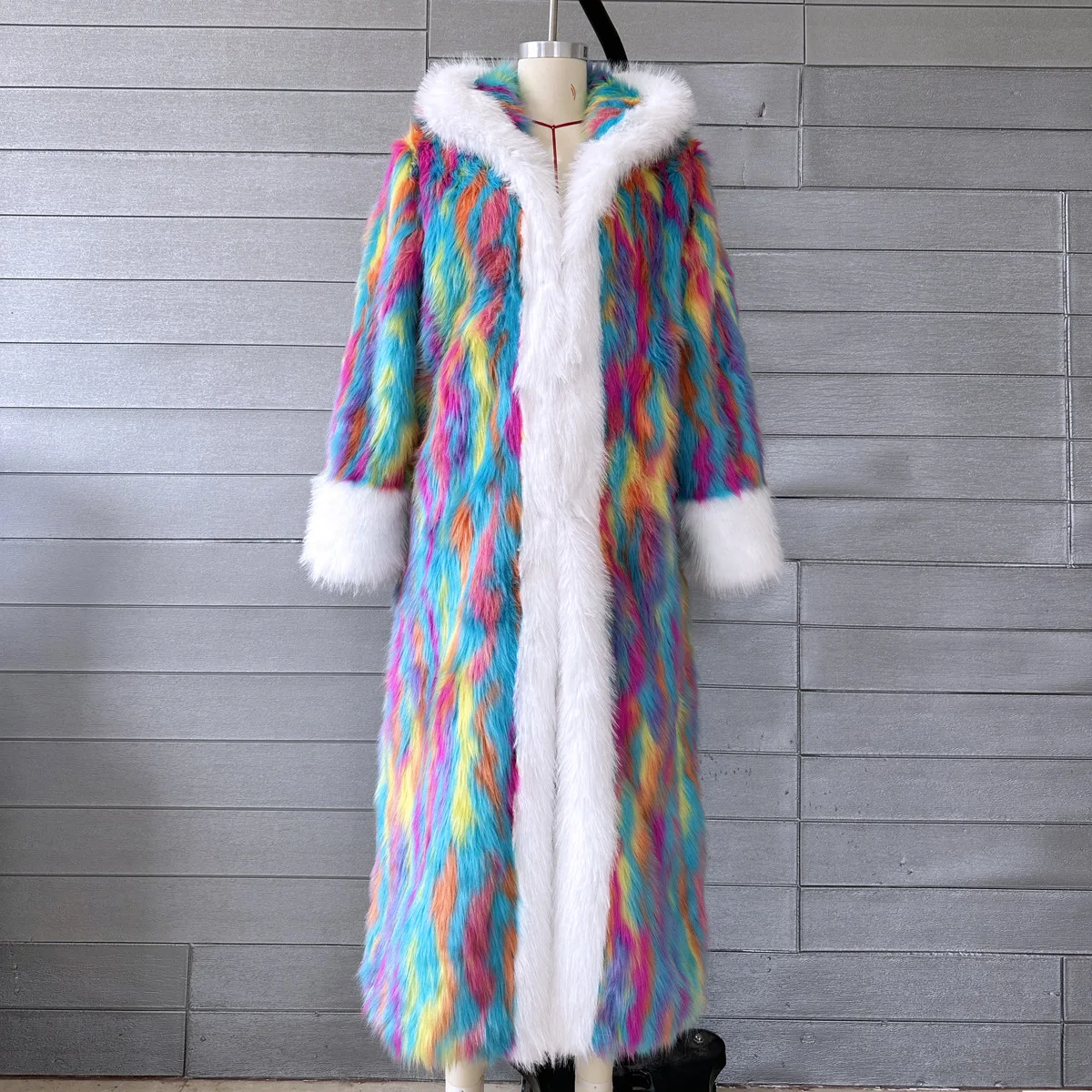 Colorful Lapel Long Faux Fur Coat Woman Winter Thicken Furry Jacket Mongolian Fur Faux Coat New in Coats & Jackets