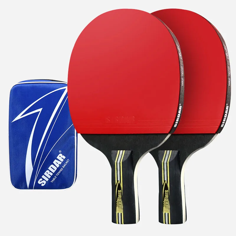 Carbon Fiber Blade Table Tennis Racket Double Face Pimples Ping Pong Paddle Racket Set