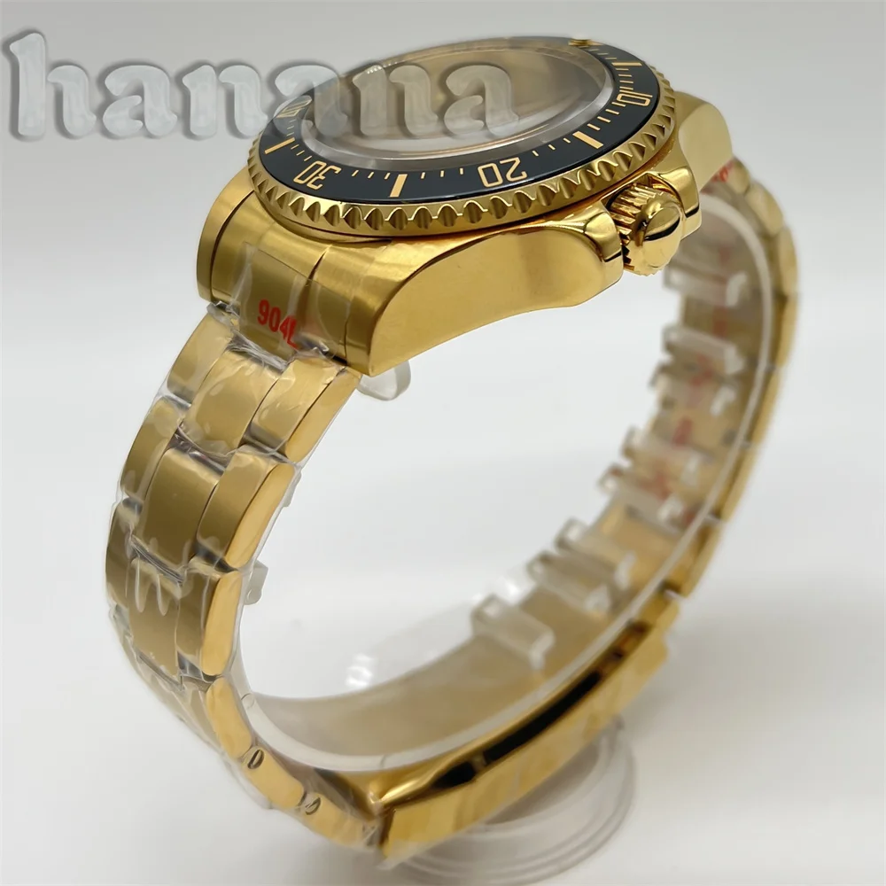 NH35 золото 43 мм глубоководный дань большой корпус GMT керамический безель подходит для NH34 NH35A NH36 ETA2824 Механизм сапфировое стекло