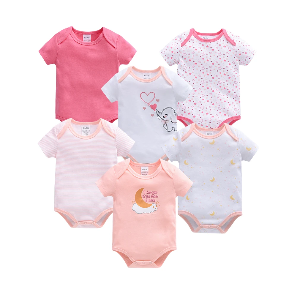 

3/6 Pcs/set Baby Girls Rompers Unicorn Cute Print Girls Bodysuit Pink Summer Short Sleeve Jumpsuit 100% Cotton Soft Baby Clothes