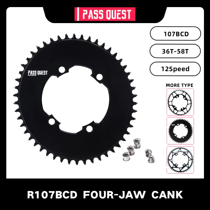 

PASS QUEST 107BCD Road Bike Chainring Closed Disk Narrow Wide Chainwheel 36T-58T Round Oval ForSram Crankset 12Speed Cycling