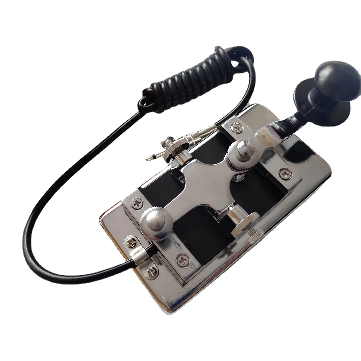 Heavy Morse Code Key  Semi-automatic Electroplating Big Base Telegraph CW Shortwave Radio Accessory 3.5mm Jack Keys