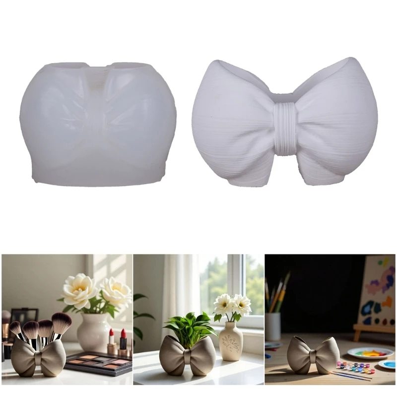 

H7EB Multi Purpose Silicone Bowknot Shaped Planter Mold For Crafting Jewelry Candles Holders Cement Decorations DIY Projects
