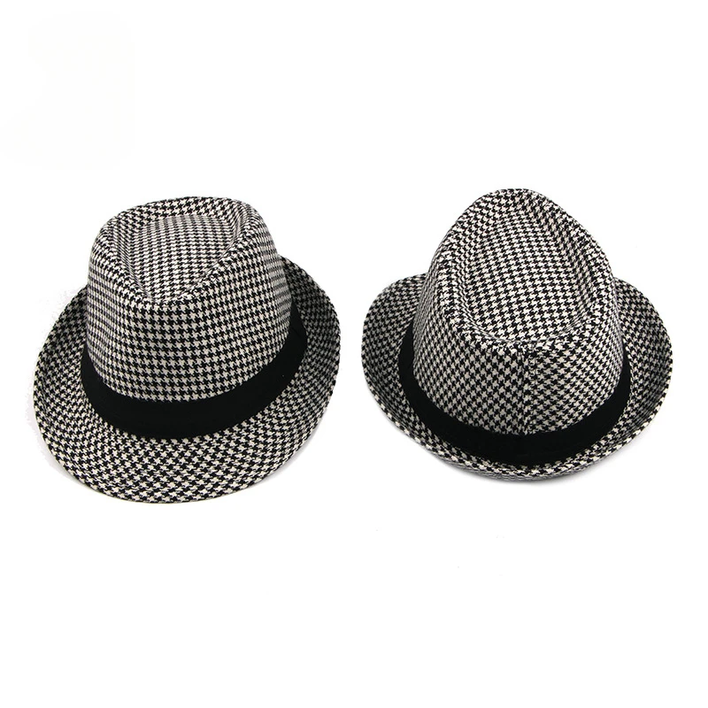 Autumn and Winter New houndstooth Fedoras Hat British Fashion Jazz Hat Gentleman Hat Middle and Old Age Versatile Hat