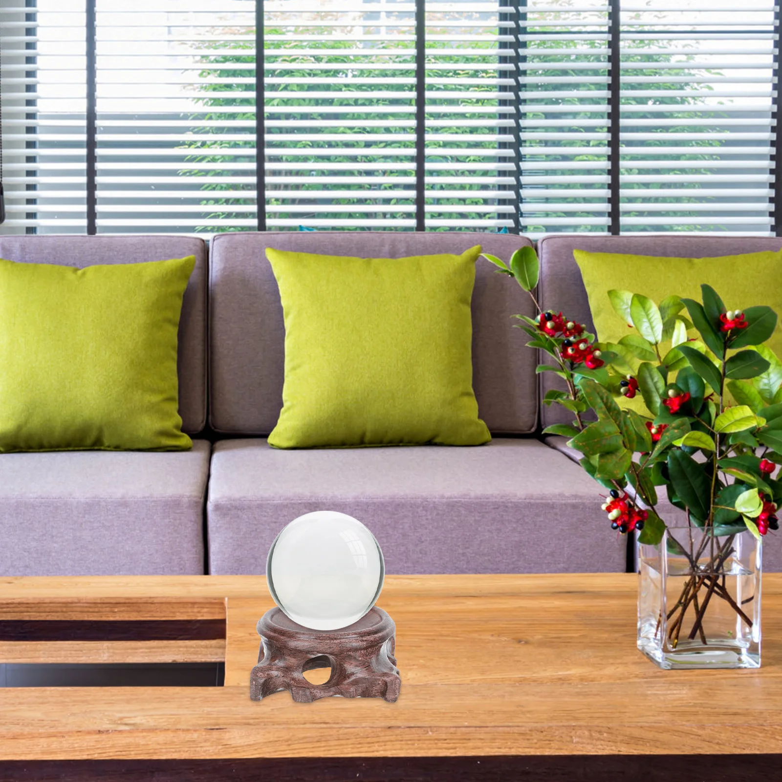 

2Pcs Exquisite Crystal Ball Display Stand Solid Wood Base Carving Rack for Home Decor Office Gift Photography Prop