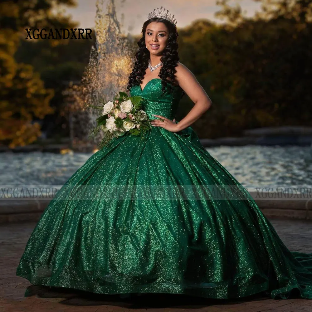 Vestido elegante princesa Quinceanera, vestido de baile verde, 16 anos doce, 15 anos, 2024