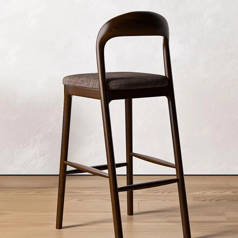 Kursi Bar Kayu dengan Sandaran Balkon Desain Modern Minimalis Kursi Bar Kantor Santai Gaming Chaise De Bar Lounge Suite Furniture