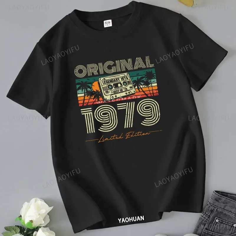 Vintage 1979 Limited Edition 50th Birthday T Shirts Gifts Cotton Summer Tees Tops Men's Graphic T-shirt Clothing Comfortable