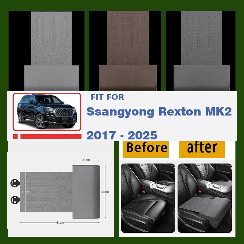 Para Ssangyong Rexton MK2 Y400 Y450 2017 - 2025 soporte de pierna de asiento de coche estera de extensión almohadilla de soporte almohadilla de extensión de asiento almohadilla de pierna