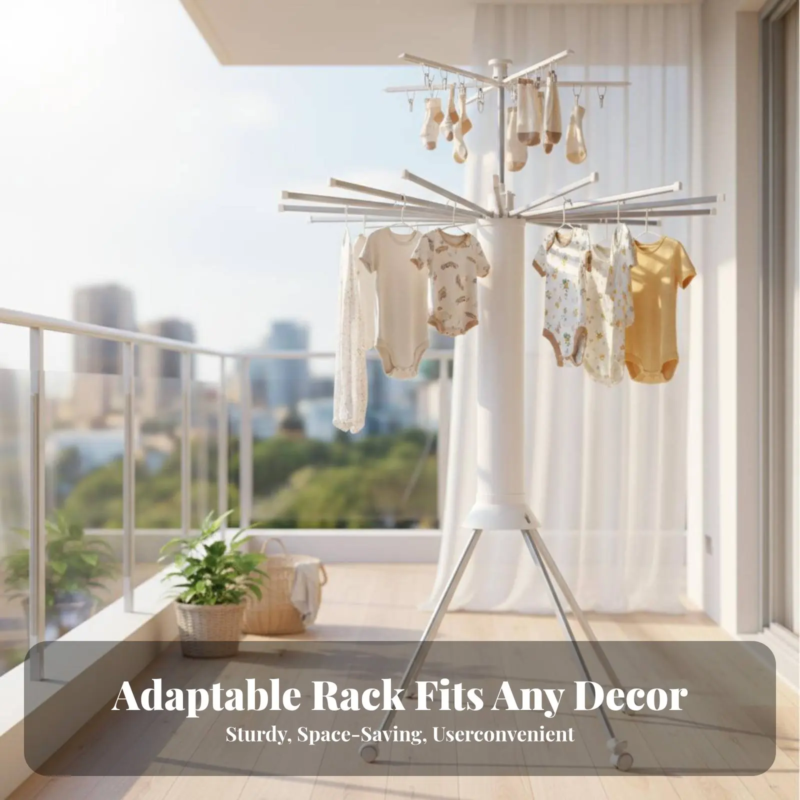 

Tentacle-Inspireddesign Laundry Tree Installationno-Assembly Folding Clothes Tree Foldable Easy Assembly for Parents, Balcony