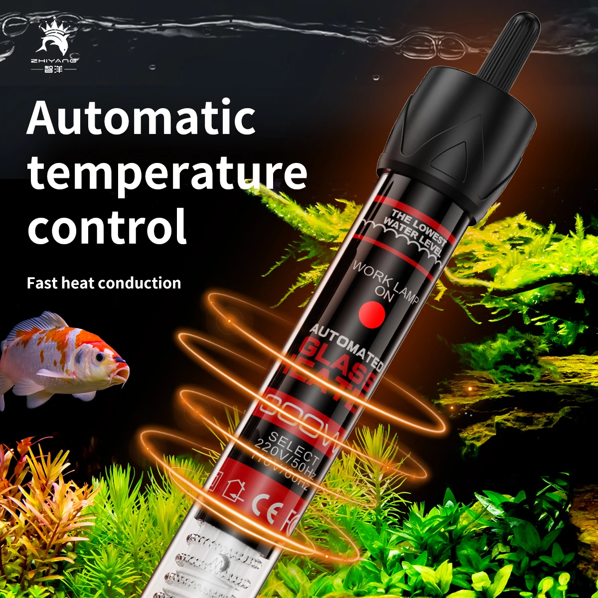 110v-220v Adjustable Temperature Thermostat Heater Rod 25W 50W 100W 200W 300W Submersible Aquarium Fish Tank Water Heat