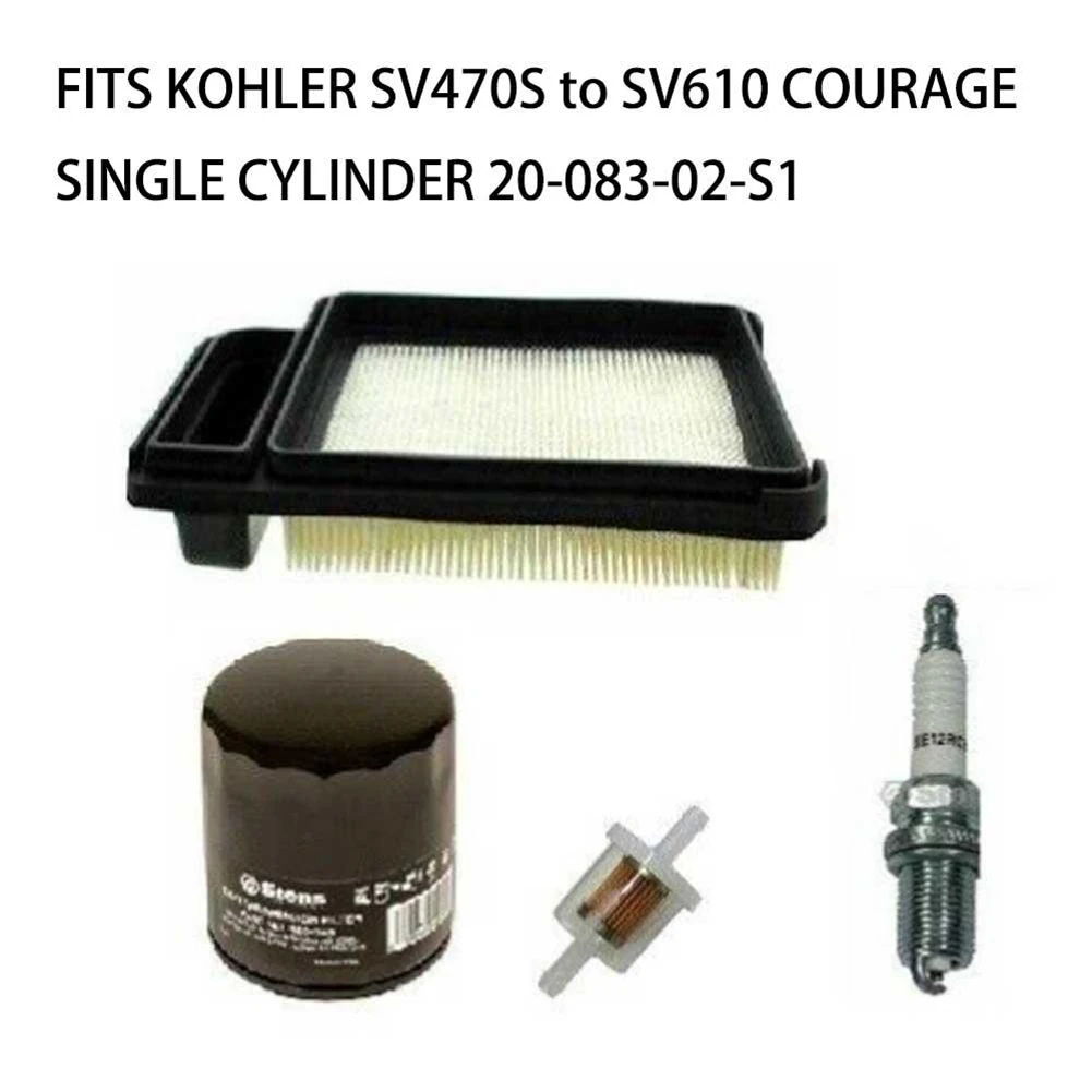 Kohler Motors Service Kit for Courage Single Cylinder Engines – Air Filter Oil Filter Fuel Filter Spark Plug 20 083 02 S1