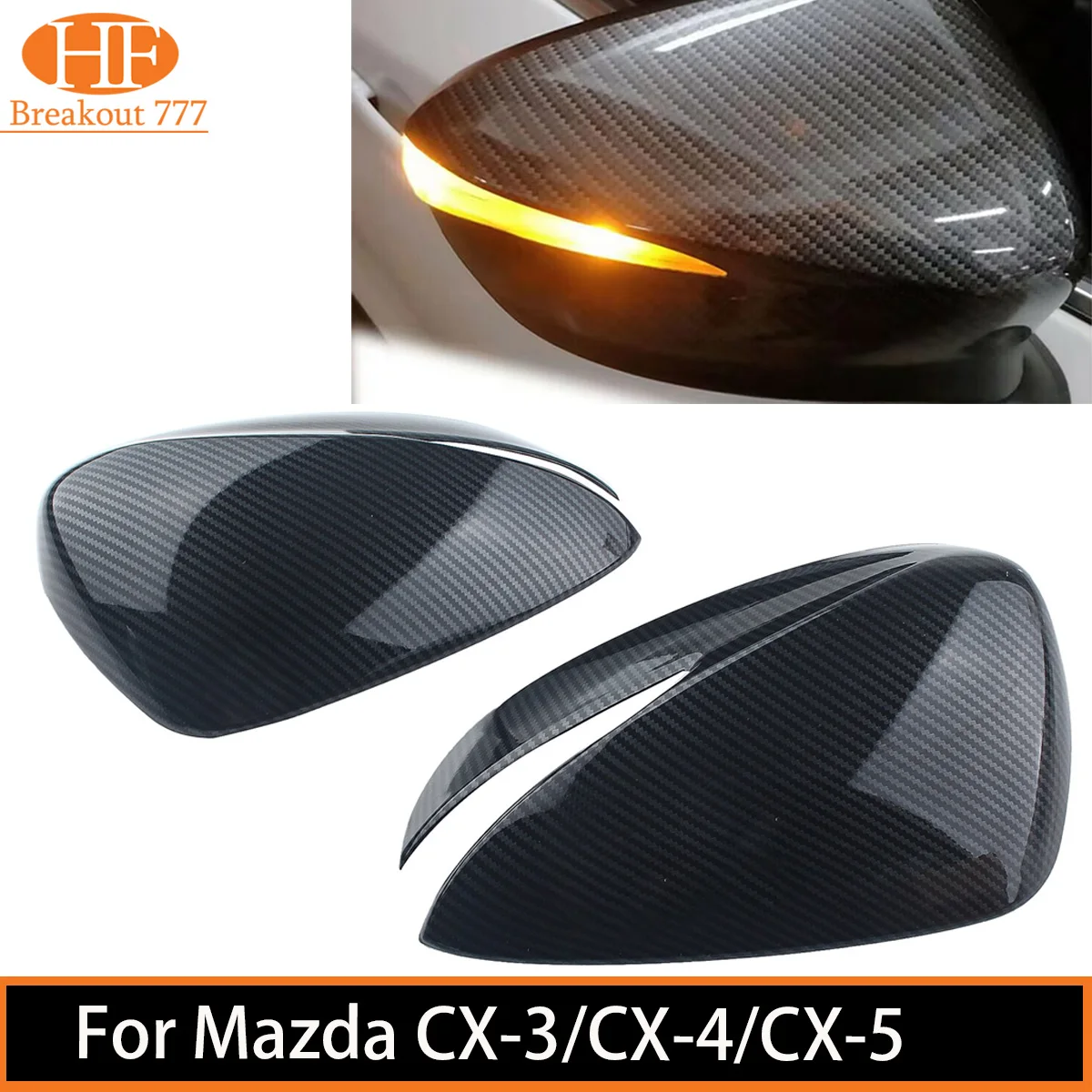 

2 Pcs/Set For Mazda CX-5 2015-2016 CX-4 CX-3 2015-2019 Car Rearview Side Mirror Cover Exterior Door Rear View Case Trim Housing