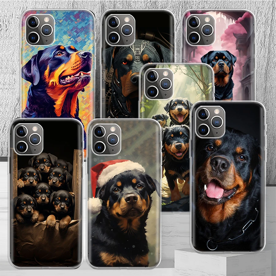 Rottweiler Dog Rottie Phone Case Cover For iPhone 14 13 Pro 11 15 Art 12 XR X XS Max 7 8 6S Plus SE Soft Pattern Coque Funda