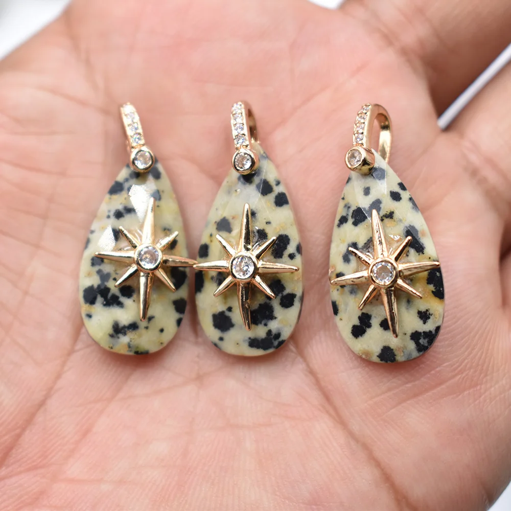 Großhandel 8 Stück/Set 14x25mm Wassertropfenform facettiert geschnitten Modische Natürliche Labradorit Starburst Halsketten-Anhänger Schmuck – Detail 21