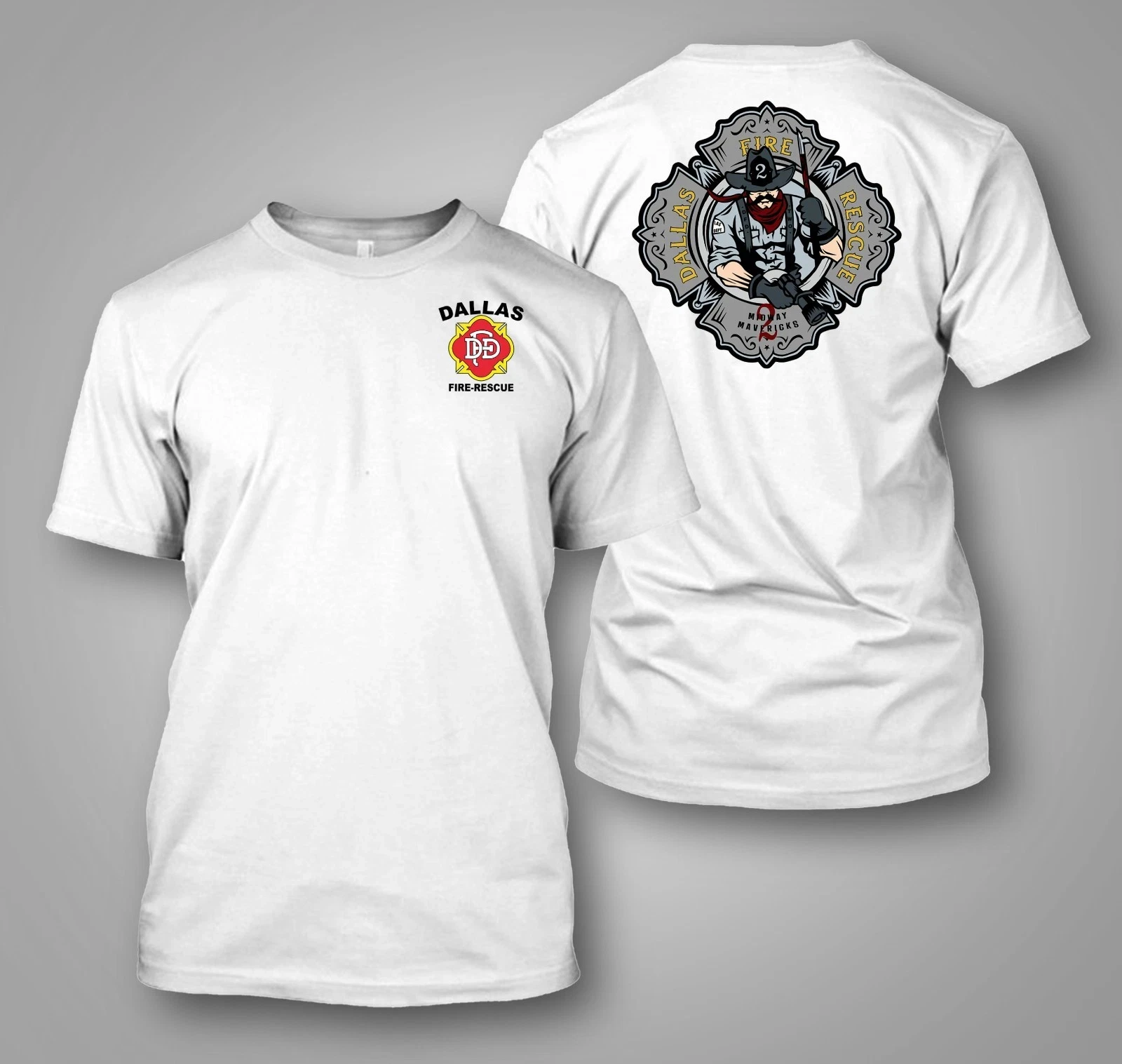 Hot Sale Dallas Fire Rescue Fire Department - Custom Men's Back and Front T-Shirt Tee