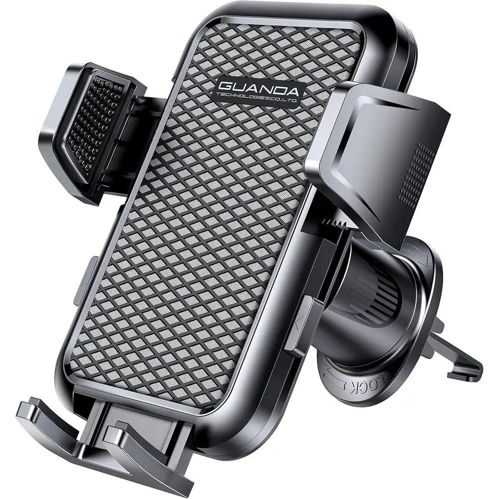 

Rotatable Air Vent Car Phone Holder, Adjustable Clamp with Metal Hook, Anti-Vibration, Single-Press Release, Heat-Resistant Upgr