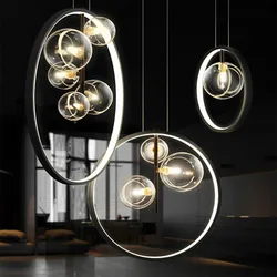 Nordic LED G9 Glass Bubble Ceiling Chandelier Modern Dining Room Pendant Lamps Kitchen Bar Creative Home Decor Hanging Lighting