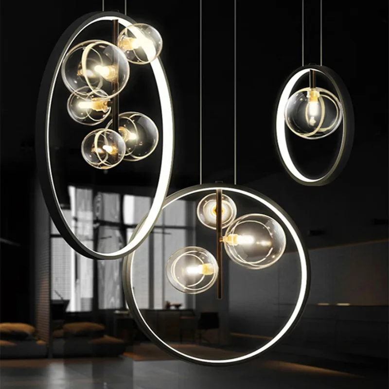 Nordic LED G9 Glass Bubble Ceiling Chandelier Modern Dining Room Pendant Lamps Kitchen Bar Creative Home Decor Hanging Lighting