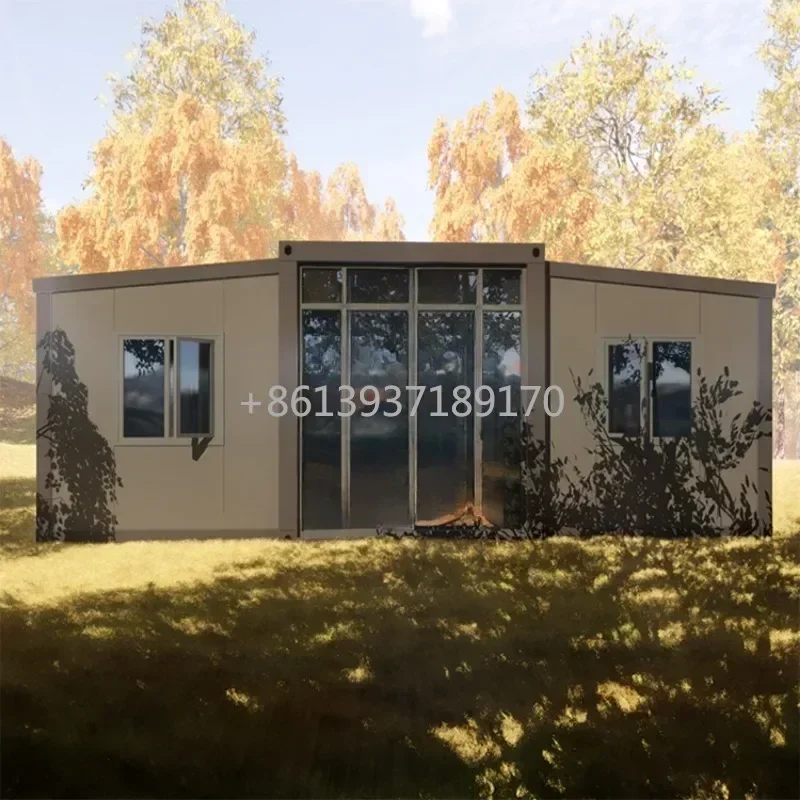 مصنع رخيص 20 40ft جاهز قابل للتوسيع أجنحة مزدوجة منزل جاهز سهل التجميع 40 قدم منزلق خارج المنزل مع 3 سرير