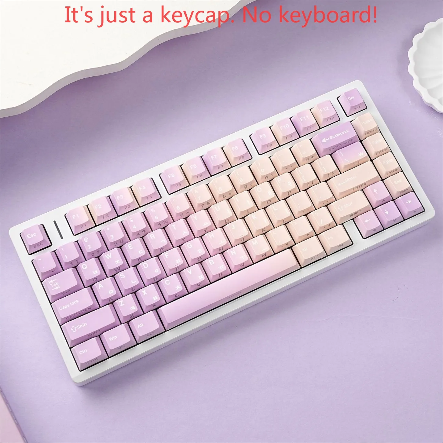 Double Carved Translucent Cherry Keycap PBT with 130 Keys Available in French, German, Korean, Russian and Other Languages