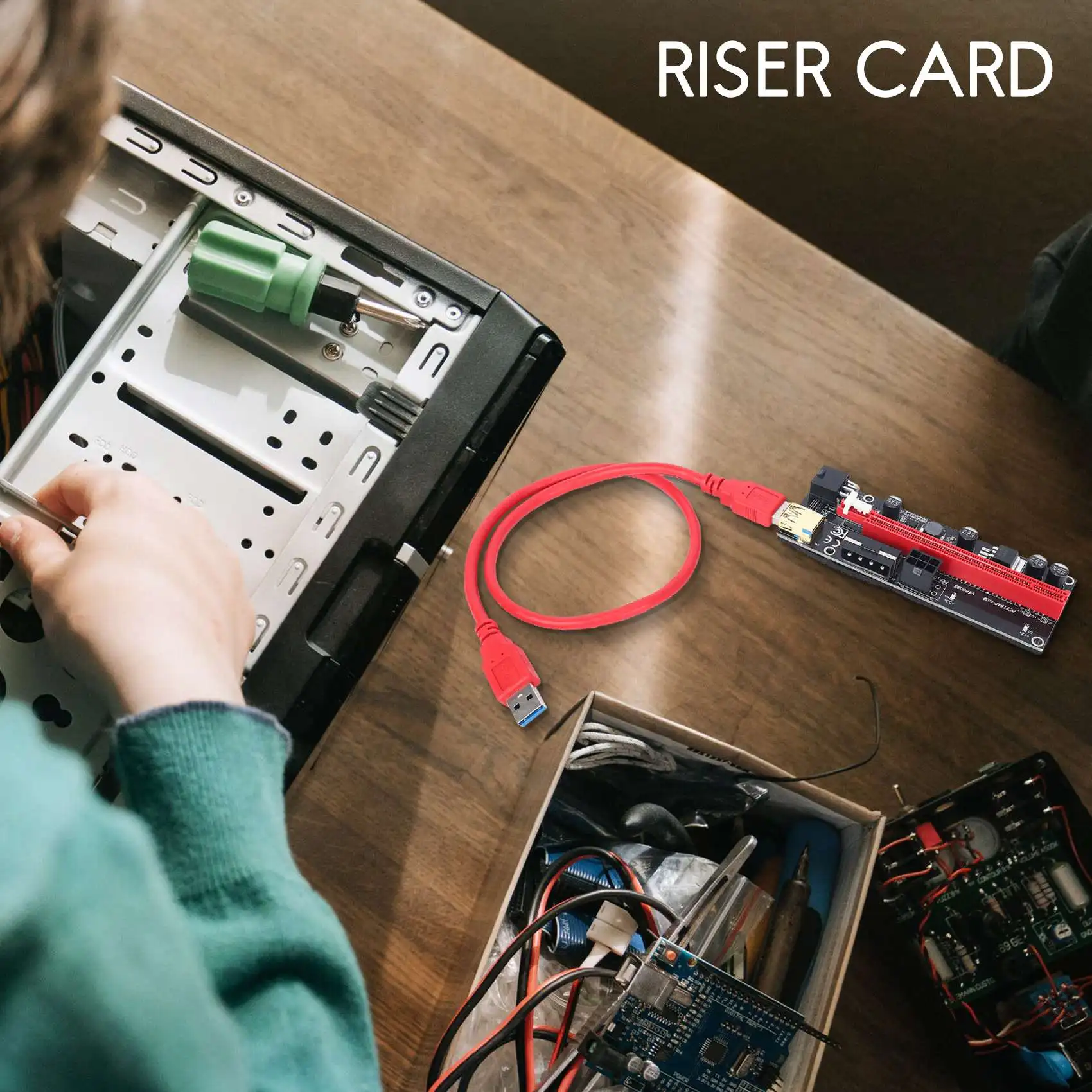 Tarjeta de extensión gráfica VER 009S PCIE Riser 1X a 16X para extensor de tarjeta GPU Mining Riser, adaptador PCI Express, paquete de 6