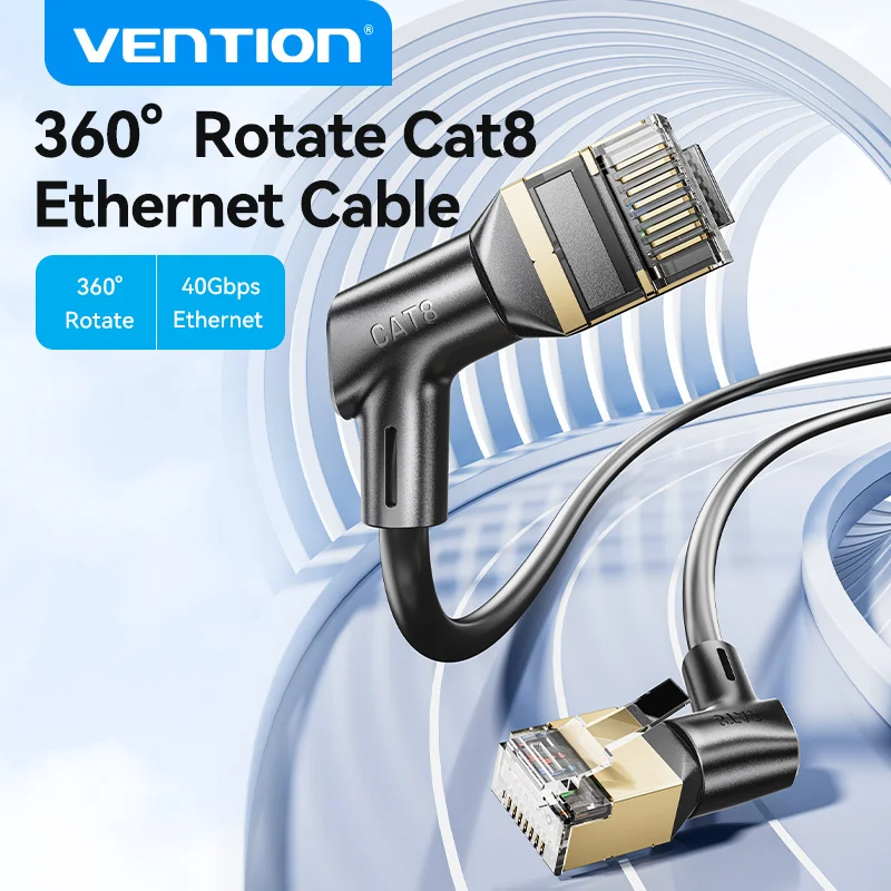 Interwencja CAT8 kabel Ethernet 40Gbps 2000MHz 360 stopni Rotate CAT 8 przewód sieciowy Lan dla PC PS 4 Router kabel RJ45