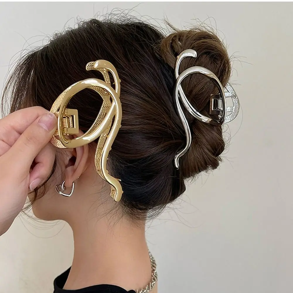 Women Girls Hair Accessories Silver Geometric Large Strong Hold Hair Clamps Irregular Hairpins Hair Claw Clip Metal Hairpin