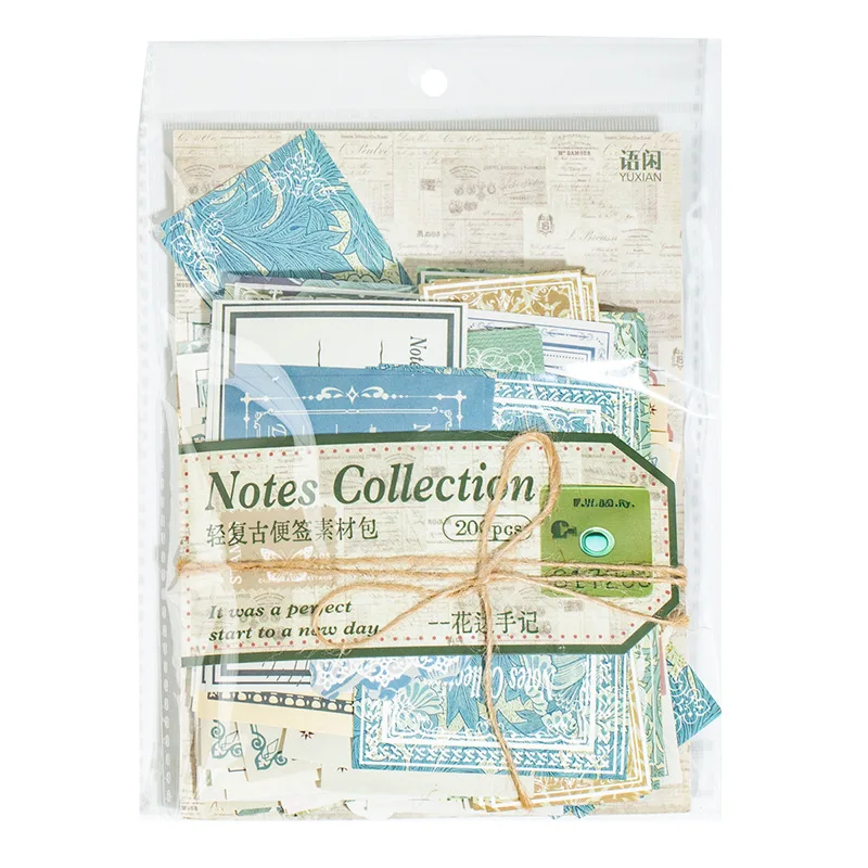 Card Lover 200 Pcs [Memory Chapter Series] Light Retro Material Paper Writing Deco Paper Scrapbooking Sticker Scrapbook Kit
