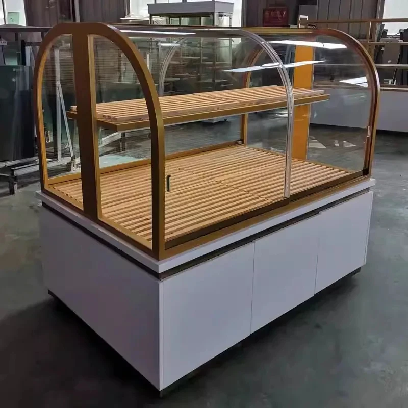 custom.Customizable Design Commercial Bakery Showcase Display Cabinet Baking Paint Island Cabinet with Glass Counter Mall or