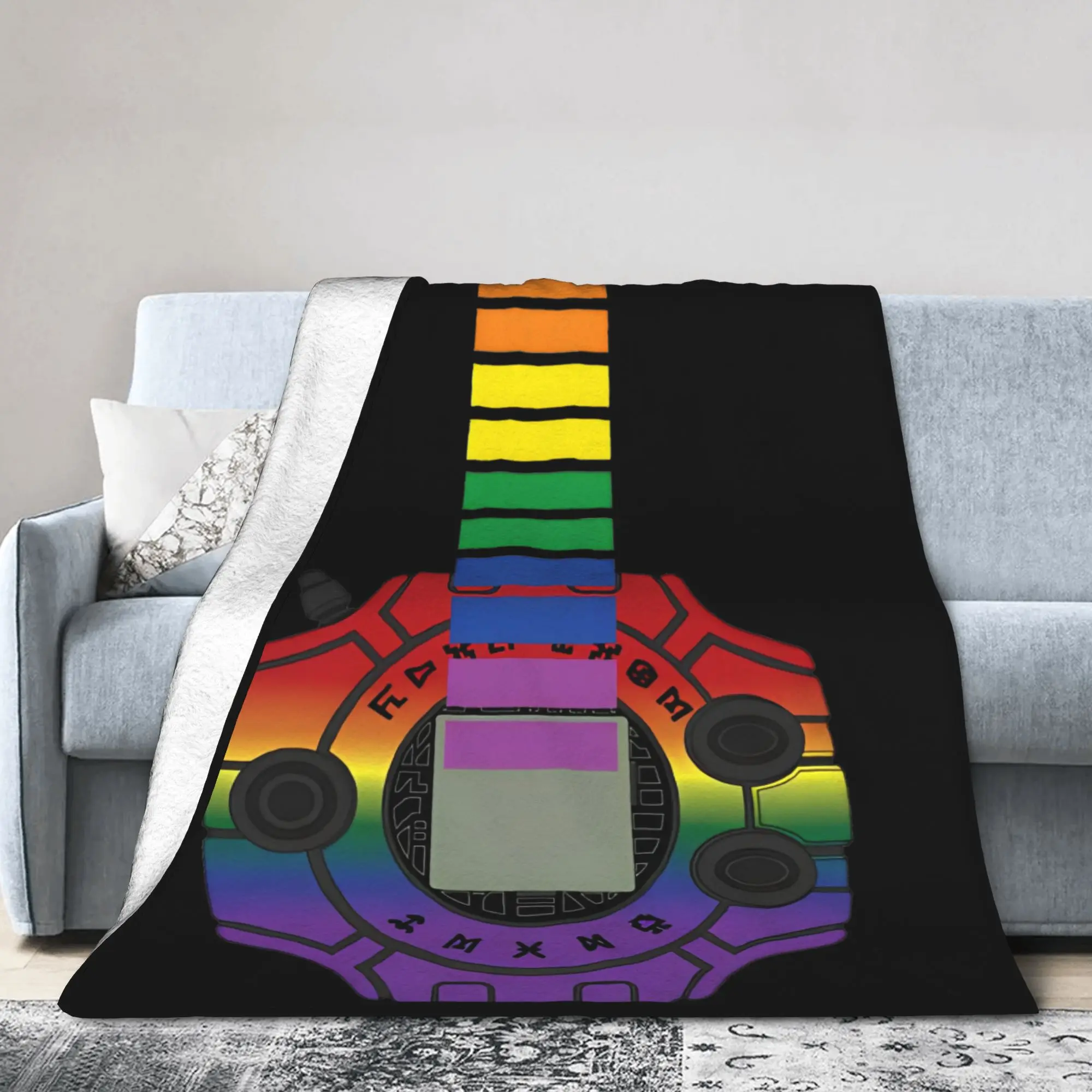 Digimon Digivice Anime Game Fleece Throw Blanket Nostalgic Gay Pride  for Bedroom Knitted Blanket Car Lightweight Multifunction