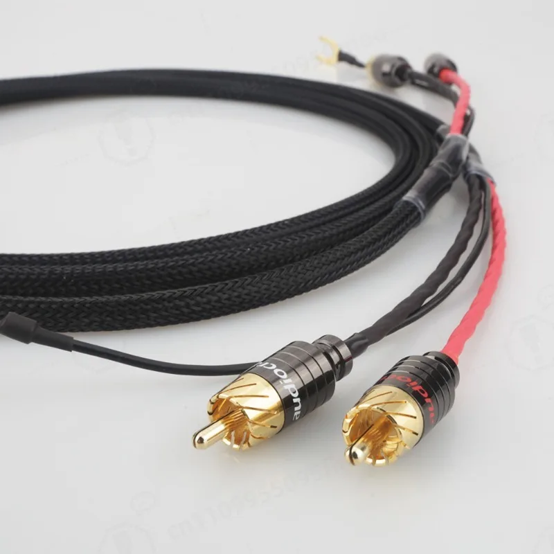 Oxygen Free Copper 2RCA to 2RCA Turntable Cable With Ground Wire For LP Phono Preamp