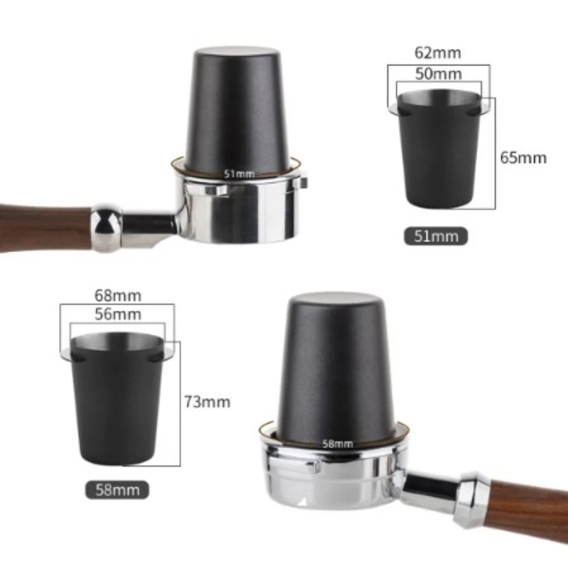 Stainless Steel Coffee Dosing Cup Home Espresso Cups Coffee Machine Handle Powder Catch Mugs Barista Accessories 51mm 53mm 58mm