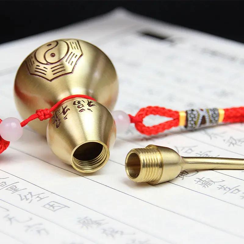 Chinese Knot Feng Shui Decorating Buddhist Six Mantras Wu Lou HuLu Copper Alloy Gourd Amulet Home Decoration Accessories Vintag view 6