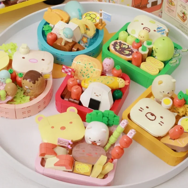 Sanrio Sumikkogurashi Building Block Bento Series White Bear Fried Pork Cutlet Model Ornaments Assembly Educational Toy Gift