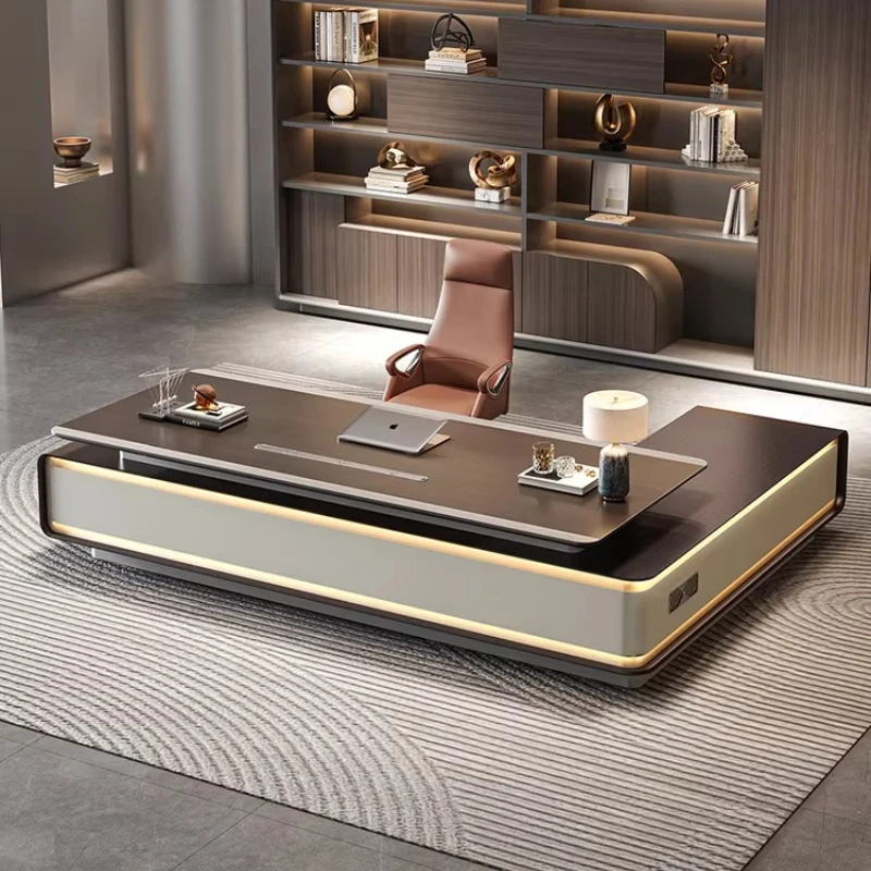 Luxury top boss table 240cm 280cm 320cm Computer desk Room desks Motion office table pliante Equipped with LED lights furniture