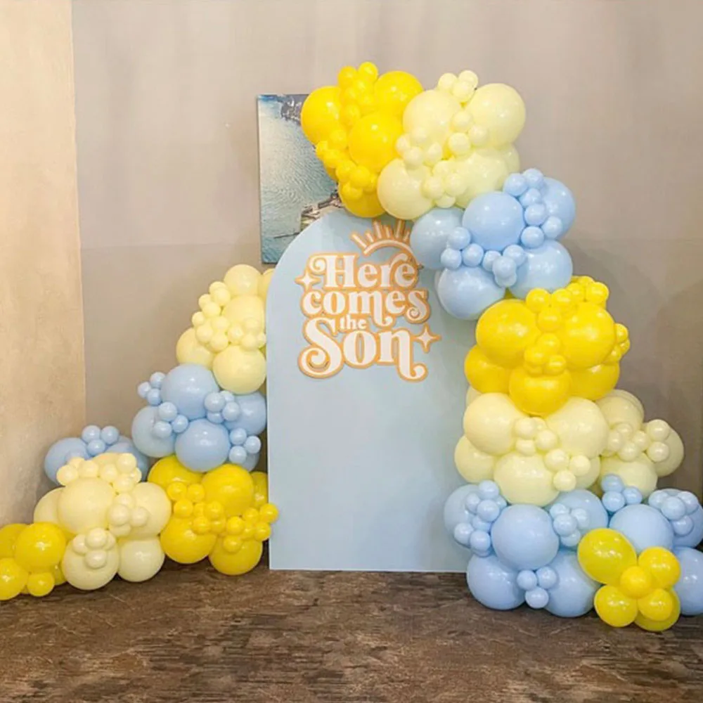 

122Pcs Marka Yellow Blue Balloon Garland Arch Kit For Baby Shower Birthday Party Decorations Gender Reveal Latex Balloons