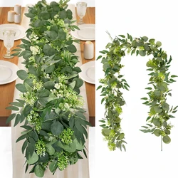 YeeNanee 2pcs Artificial Eucalyptus Italian Ruscus Garland Greenery Willow Vines for Rustic Wedding Arch Table Runner Decoration