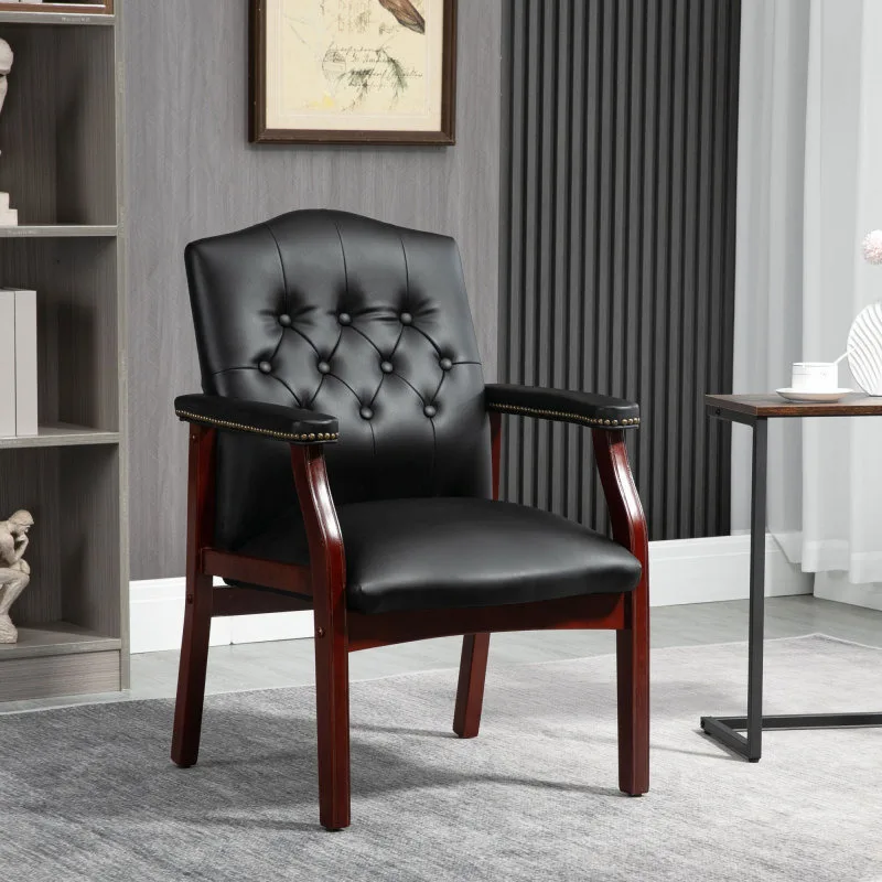 

Leather Reception Chairs W/Padded Seat And Arms Ergonomic Mid-Back Executive Side Chair For Meeting Waiting Room office