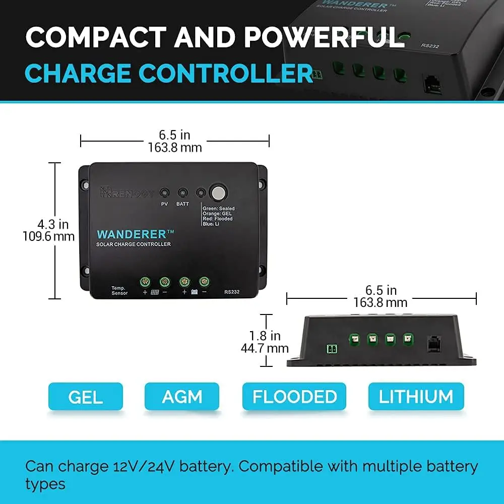 Imagem -04 - Renogy Painel Solar Monocristalino Starter Kit 30a Pwm Controlador de Carga 100w 12 Volts 200 Watts Pcs