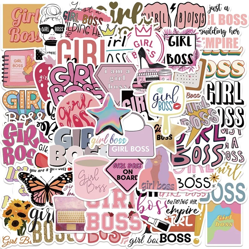 10/30/50PCS Cute Girl Boss PVC Sticker Aesthetic Colorful Decoration Scrapbooking DIY Korean Stationery School Supplies for Kids