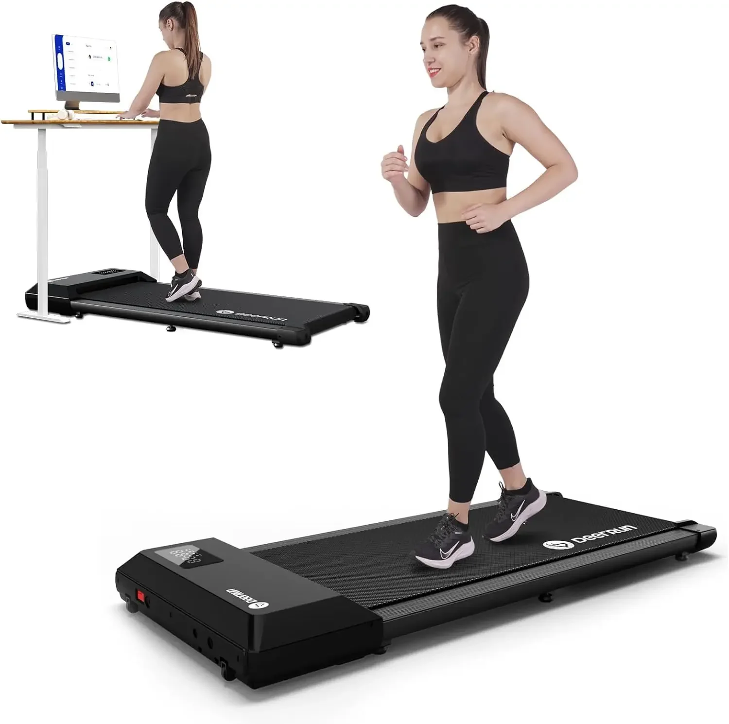 Walking Pad 2 in 1 Under Desk Treadmill, 2.5HP Low Noise Walking Pad Running Jogging Machine with Remote Control for Home Office