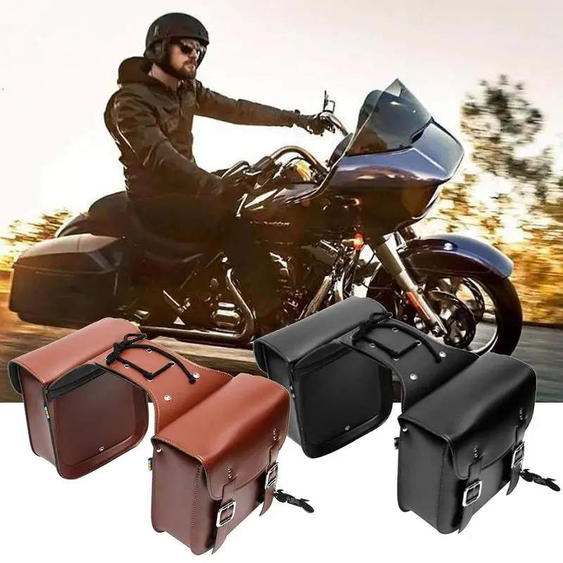 

Motorbike Saddle Bag Motorcycle Durable Leather Rear Seat Side Luggage Bag Motorcycle Side Storage Bag For Travelling Accessory