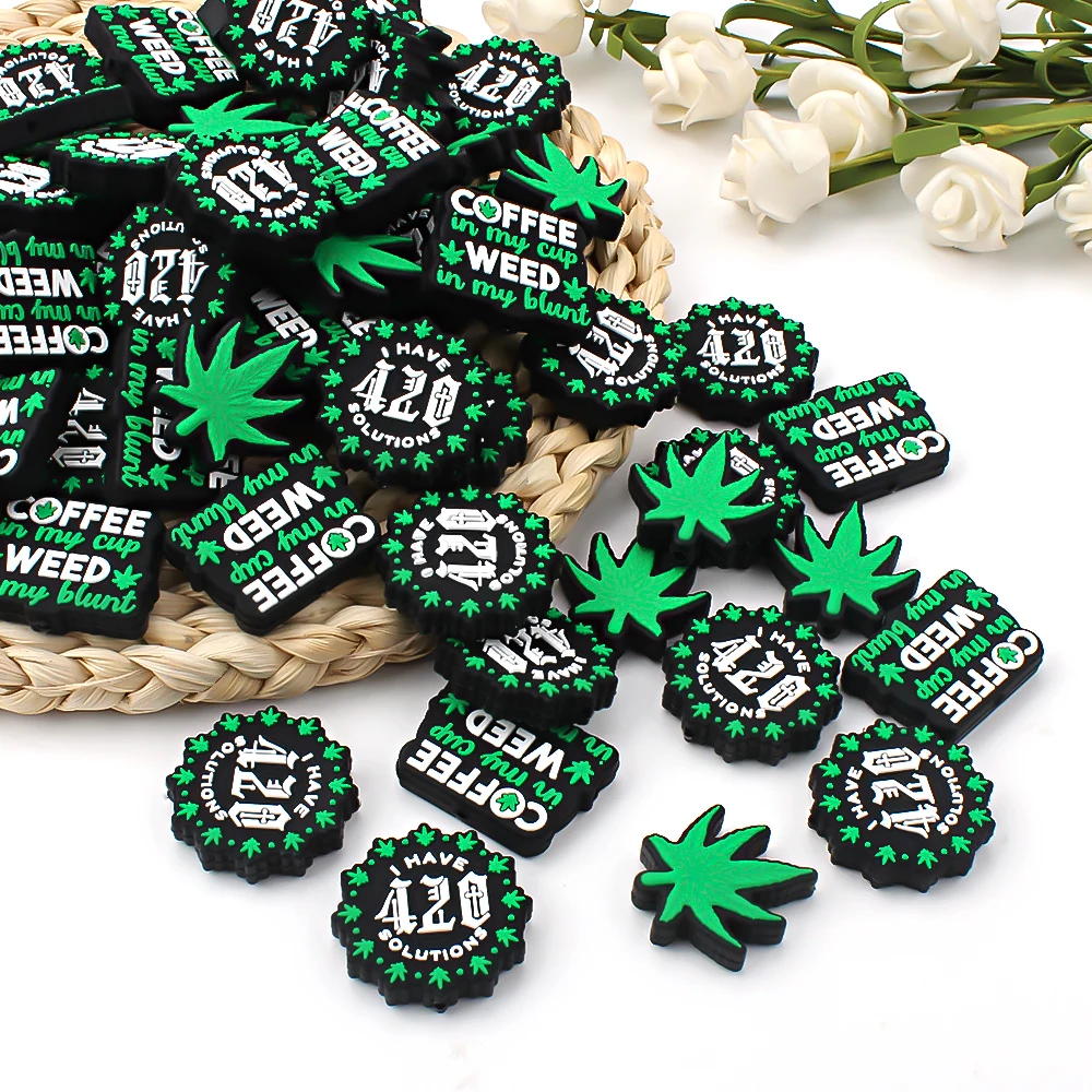5/10Pcs Silicone Beads Green Simple Style Theme Focal Beads for Jewelry Making Bracelets DIY KeyChain Necklaces Accessory Decor