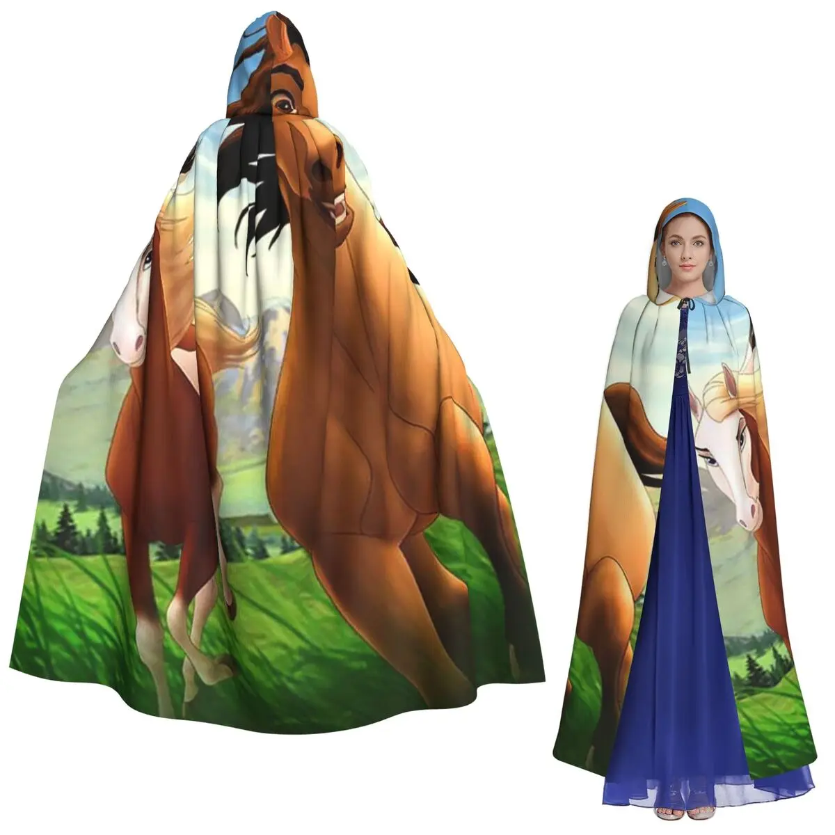 Modern Spirit And Rain - Love Found Us Long Hooded Cloak Witch Medieval Costume Cosplay Cape HalloweenCoat Adult Unisex