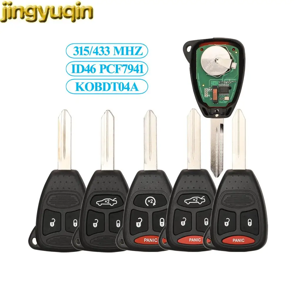 Jingyuqin KOBDT04A 315/433MHZ ID46 PCF7941 dla Jeep Commander Chrysler Aspen Dodge Dakota Durango Ram Car Key Alarm Remote Fob