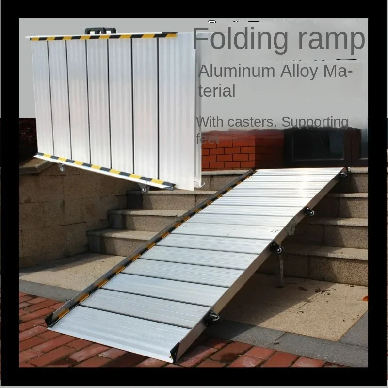 Up and down folding wheelchair ramp board portable mobile aluminum alloy pedal climbing stairs springboard barrier-free ramp