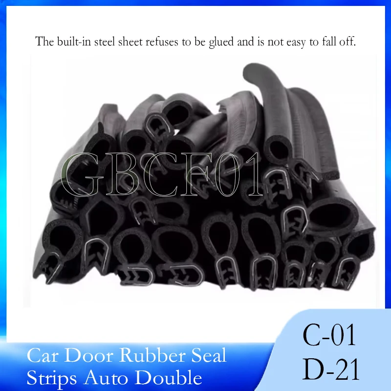 Car Door Rubber Seal Strips Auto Double Layer Sealing Stickers for Door Trunk Sound Insulation Weatherstrip Interior 1Meter
