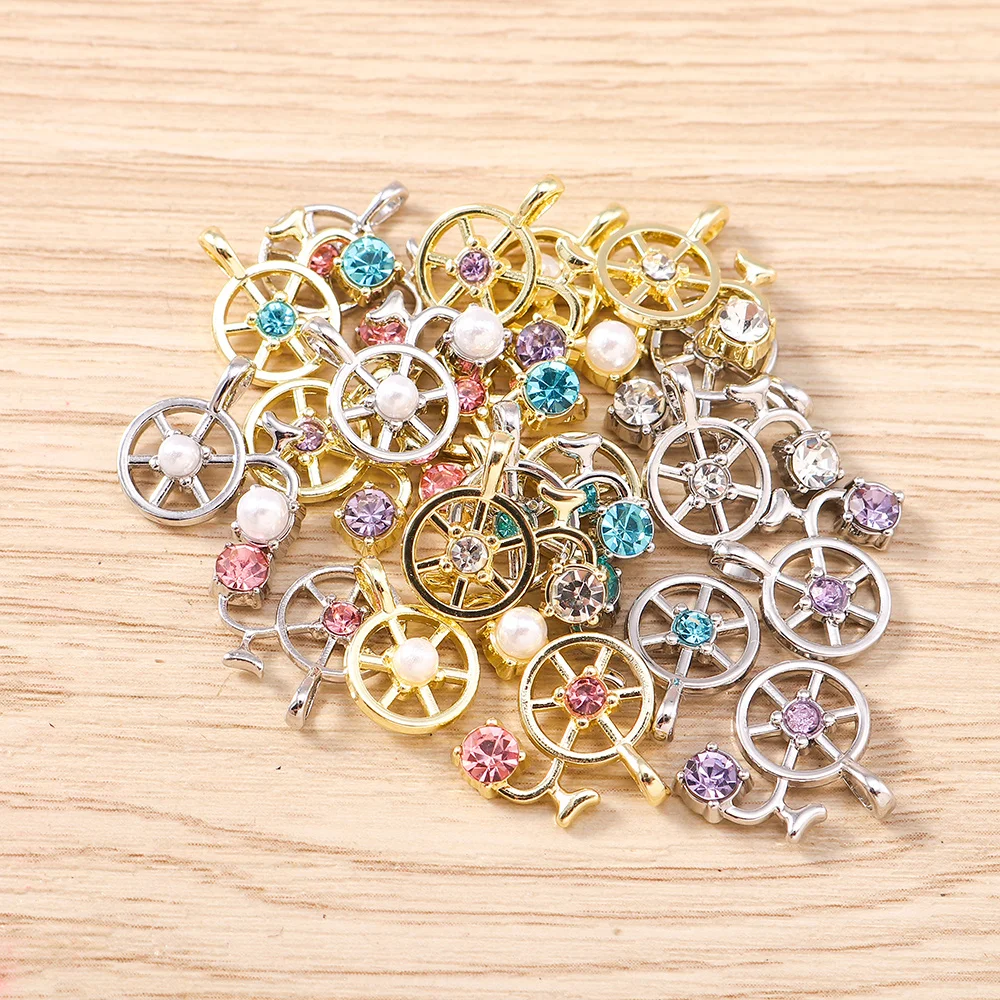 Tusember 5 Stück Niedliche Kristall-Metall-Fahrrad-Charms Perlen Anhänger für Halsketten Ohrringe Armbänder DIY Schmuckherstellung Zubehör – Detail 3