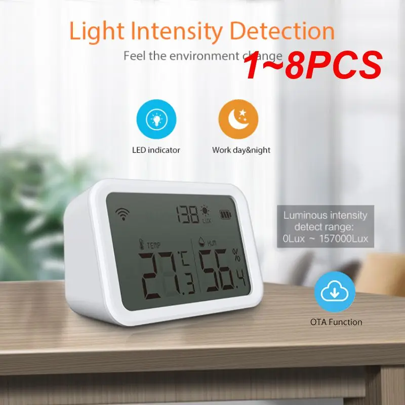 

1~8PCS Smart Thermometer Real-time Detection Smart Tuya Battery Display Thermometer Detector Hygrometer Smart Home